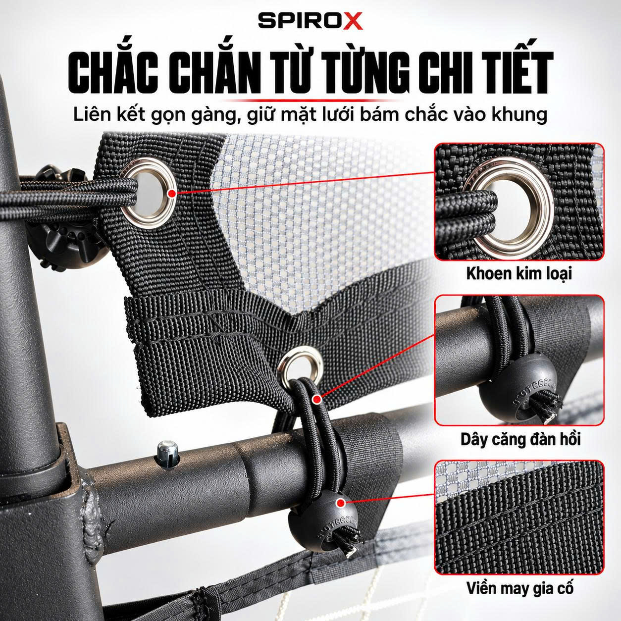 Bộ Khung Lưới Phản Bóng Pickleball SpiroX Chính Hãng - 2in1 - Mặt Lưới Phản Hồi Cao - Khung Hợp Kim Cứng Cáp - Tiện Lợi
